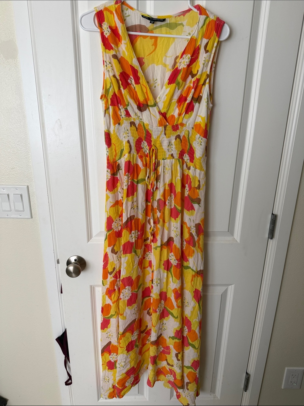 Sleeveless Floral Maxi Dress in Yellow and Pink